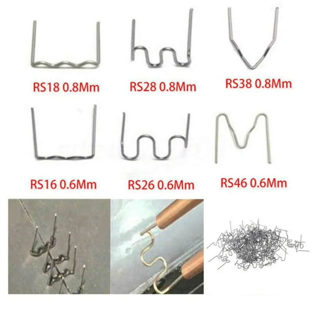 100/500Pcs 0.6/0.8mm S Wave Staples For Car Bumper Bodywork Plastic Stapler Repair Kit Pre-cut Wave Staples Soldering Tools