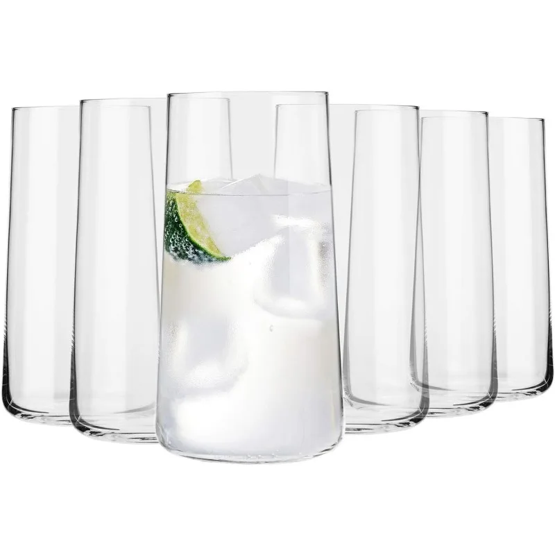 Tall Water Glasses, Set of 6, 18.3 oz, Avant-Garde Collection, Lightweight Crystal Glass, Perfect for Everyday