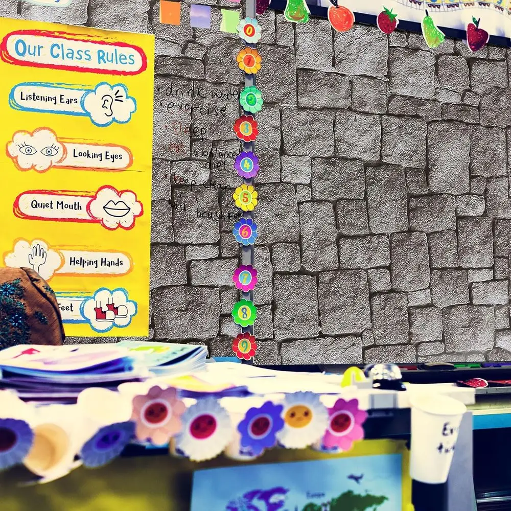 ورق لوحة إعلانات من الطوب الرمادي المقاوم للبهتان مقاس 24 × 100 قدم لتزيين الفصول الدراسية بواسطة الموارد المكونة #5