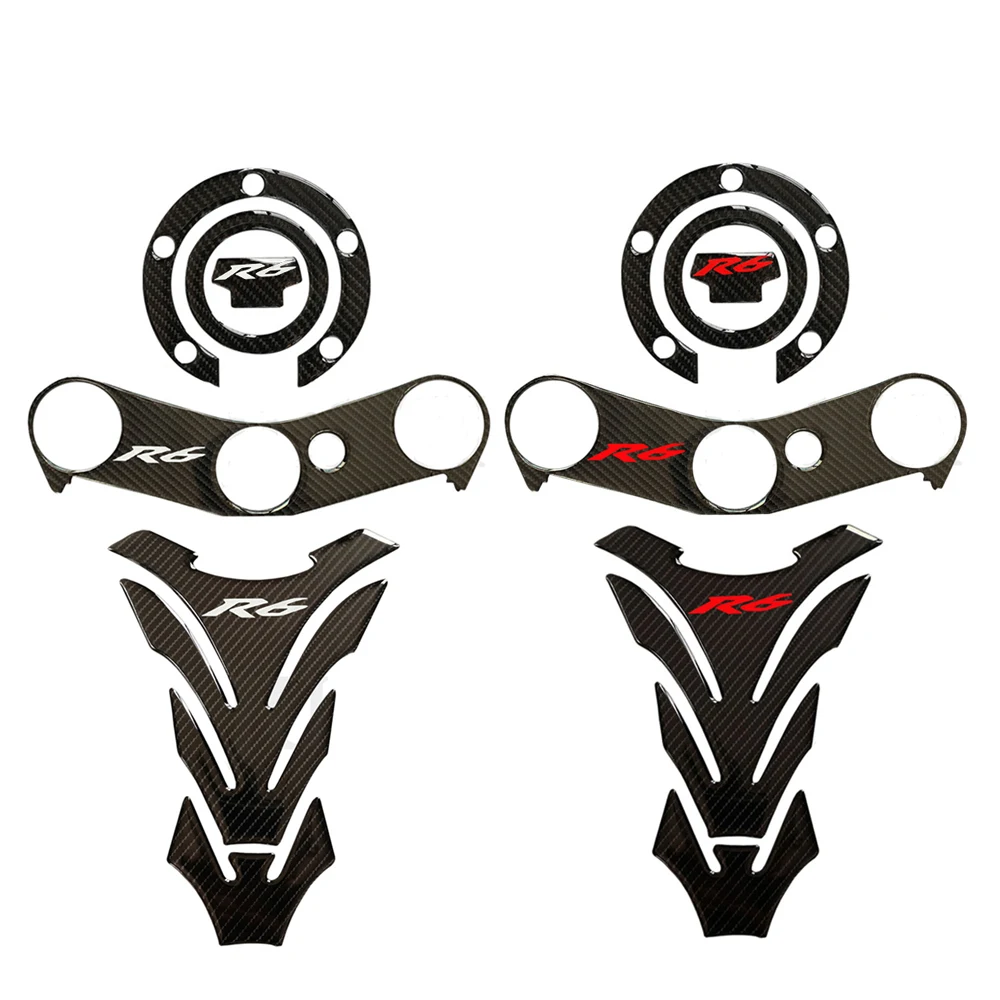 

Мотоциклетная 3D наклейка из углеродного волокна для Yamaha R6 YZFR6 YZF600 2006-2016, крышка бензобака, тройной зажим, защитная наклейка для хомута