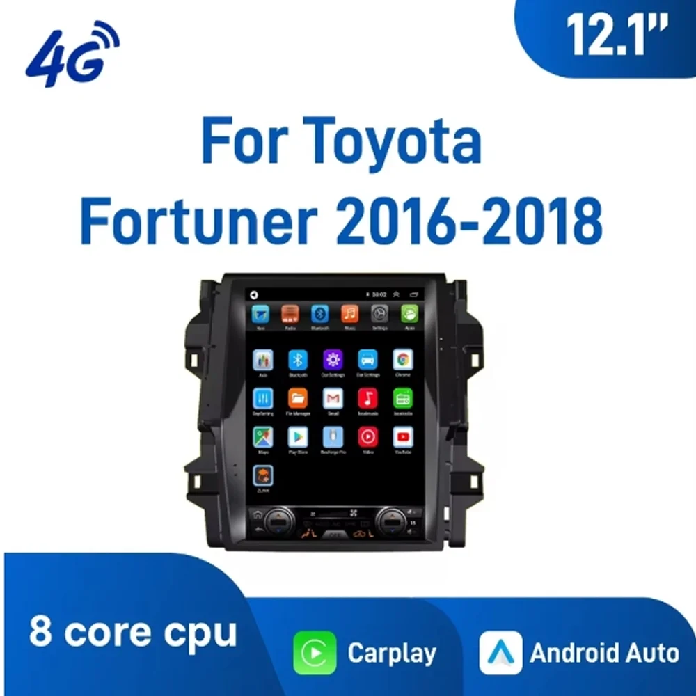 12.1Inch Android Car Navigation forToyota Fortuner 2016‑2018，Smart Car Navigation upgrade，Plug and Play, GPS Multimedia Player