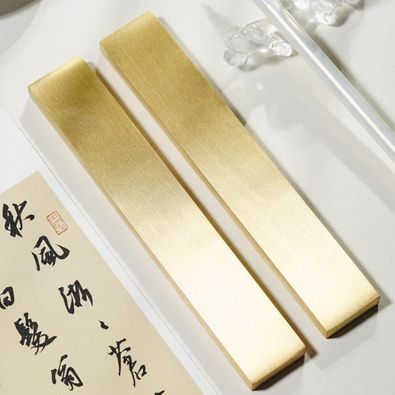 Solid Brass Paperweight with Pen Rest Gift Boxed for Calligraphy Painting Desk Decoration Gift Chinese Style Study Utensils