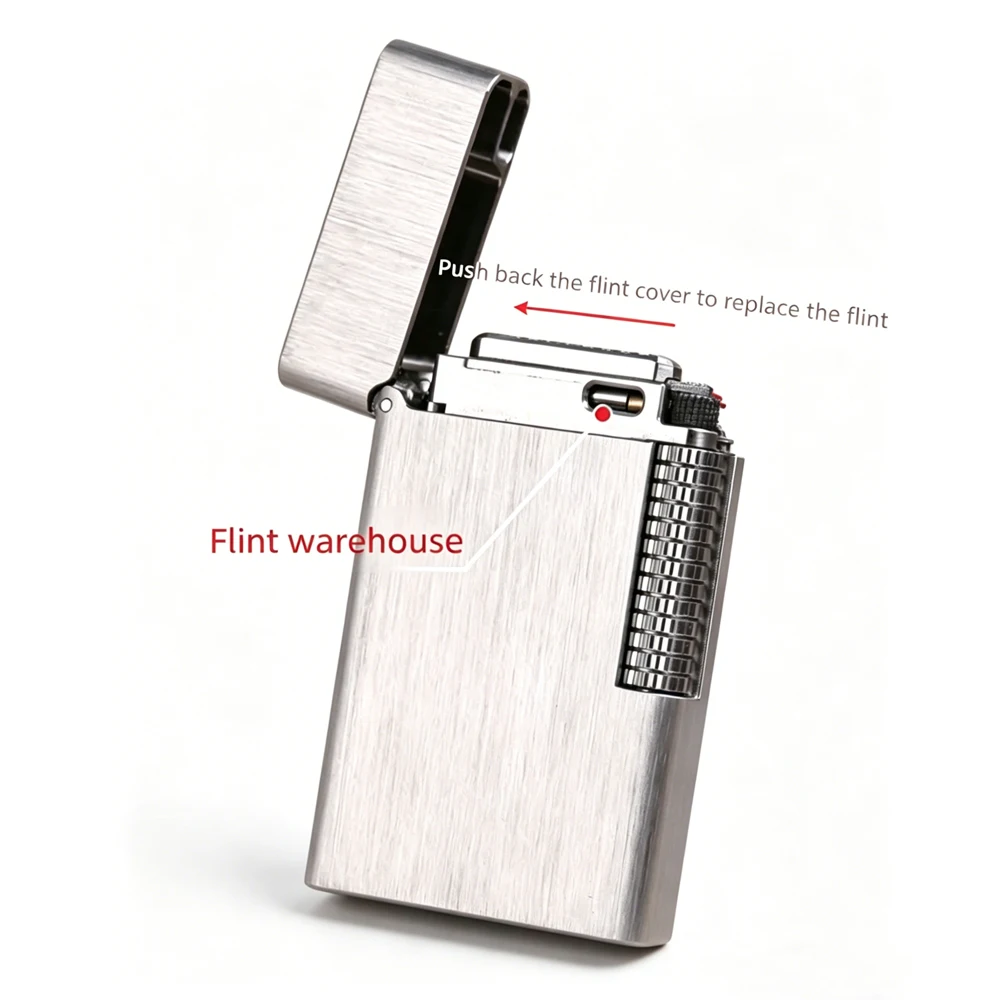 

Зажигалка CNC Trench для керосина, с откидной крышкой, из нержавеющей стали и титана, с боковым поджигом, с кремниевым колесиком, бензиновая, мужская, многоразовая, с фитилем