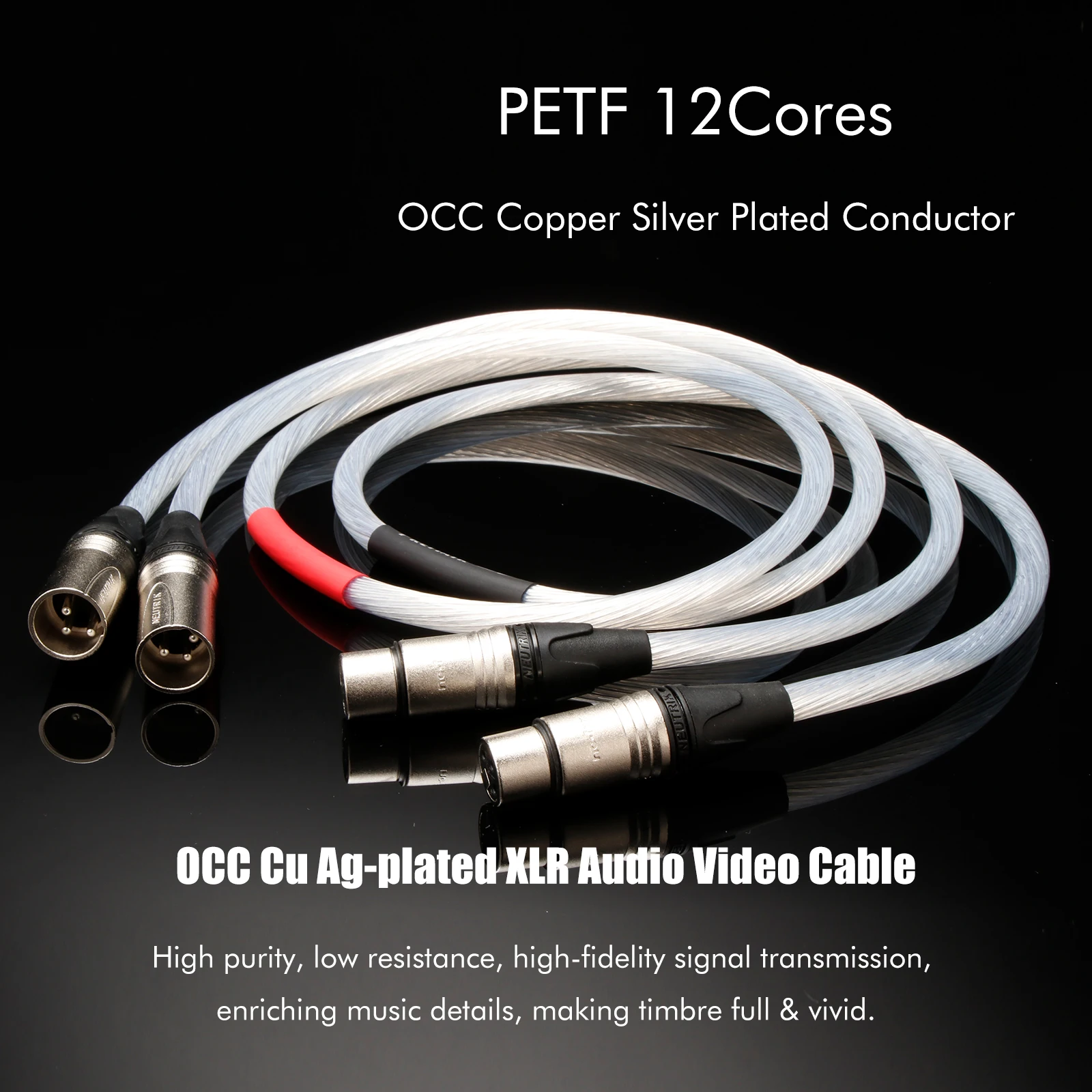 Pair XLR Audio Cable 7N OCC sterling silver Plated XLR Cable 12coresx0.5mm rca/ xlr cable For Amplifier Mixer Speakers