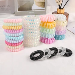 5Pcs/Set New Fashion Matt Colorful Telephone Wire Elastic Hair Band Frosted Spiral Cord Rubber Band Hair Tie Hair Accessories