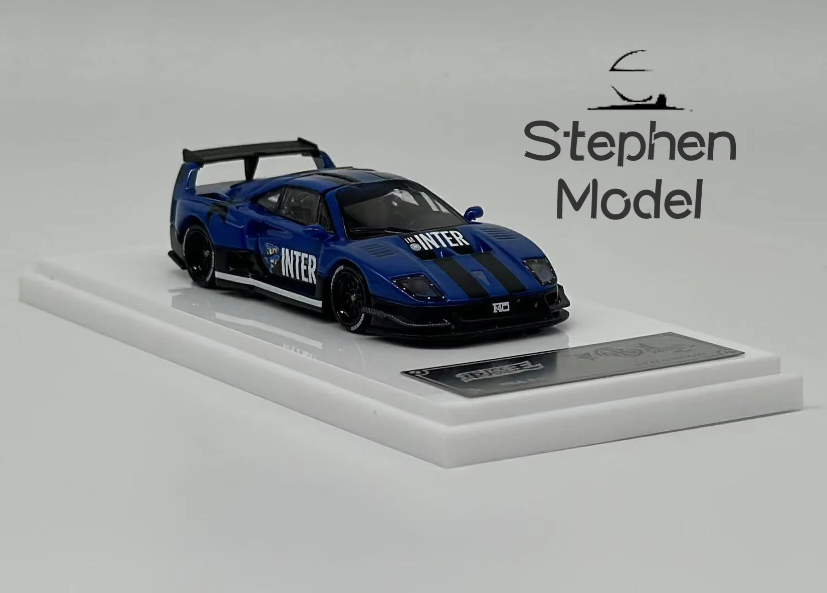 Demon King Auto 1:64 F40 LB-Works # 56 نموذج سيارة باراماونت أزرق / إنتر ميلان أسود أزرق دييكاست