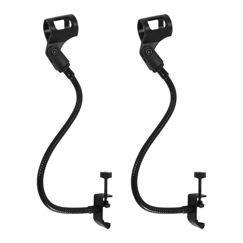 ABKQ-2 Pcs Microphone Adjustable Stand Flexible Gooseneck Desktop Stands Desk Clamp Recording Equipment For Meeting Lecture