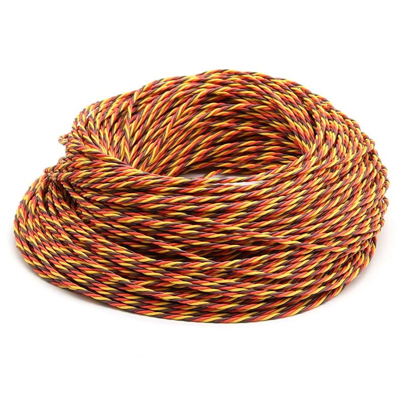 1 - 100M 3 Way Twist Servo Extension Wire 26/22AWG 30/60 Core JR Futaba Twisted Cable for RC Model Airplane Accessories