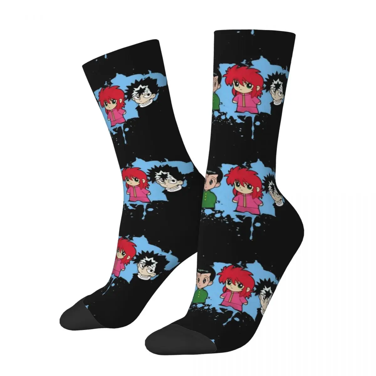 Crazy Sock for Men Urameshi Yuusuke Cartoon Hip Hop Harajuku Yu yu hakusho Happy Seamless Pattern Printed Boys Crew Sock Casual