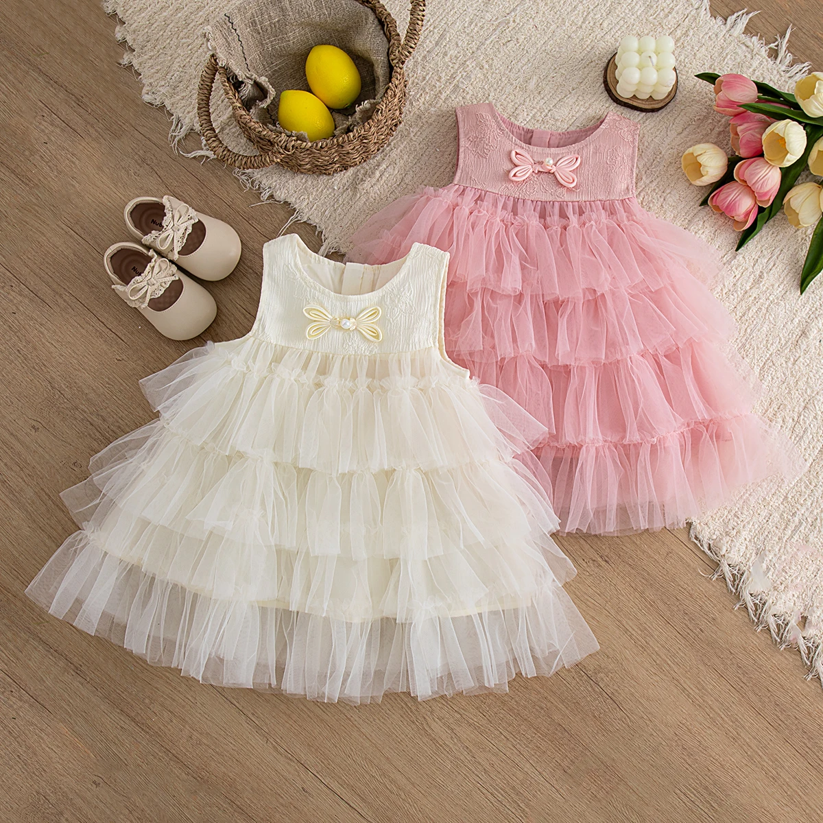 

Платье для девочек, летнее фатиновое платье без рукавов с китайским узлом для маленьких девочек, очаровательный свадебный наряд с цветочным узором для девочек, одежда для маленьких девочек