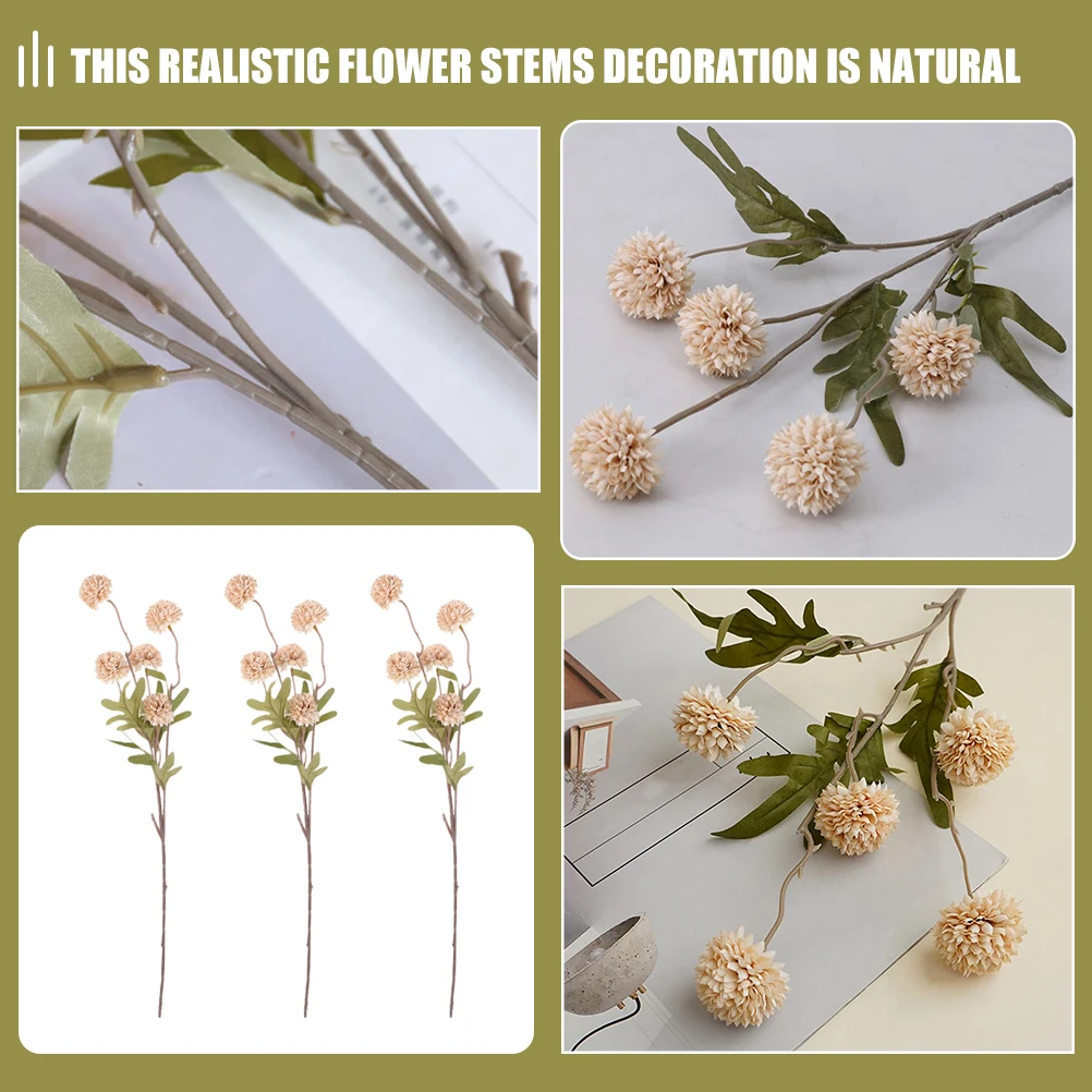 

3 Pcs Fake Flowers for Decoration Indoor Decorative Dandelion Artificial Ornaments Simulation Picks