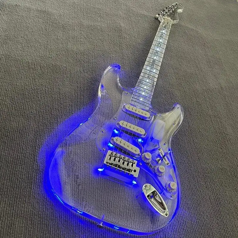 

Acrylic Electric Guitar, LED Light, Metal Color Professional Quality Assurance