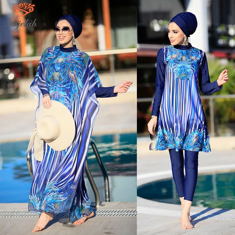 Muslim Modest Swimwear Hijab Swimsuit Women Cover Ups Swimming Suit Hijabs For Woman Burkini Islamic Long Sleeve Bathing Swim