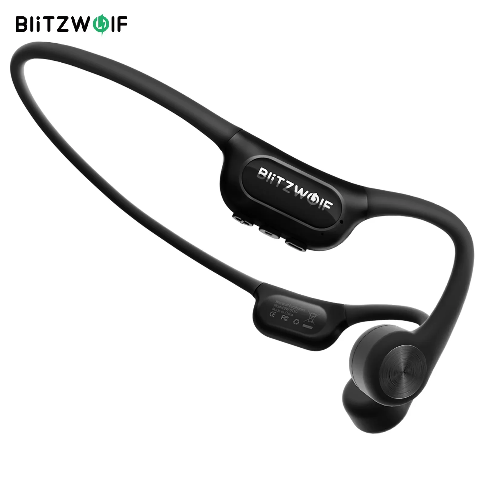 BlitzWolf BW-BTS9 auriculares bluetooth V5.3 auriculares de conducción ósea con memoria integrada de 32GB IPX8 impermeable comodidad de silicona suave