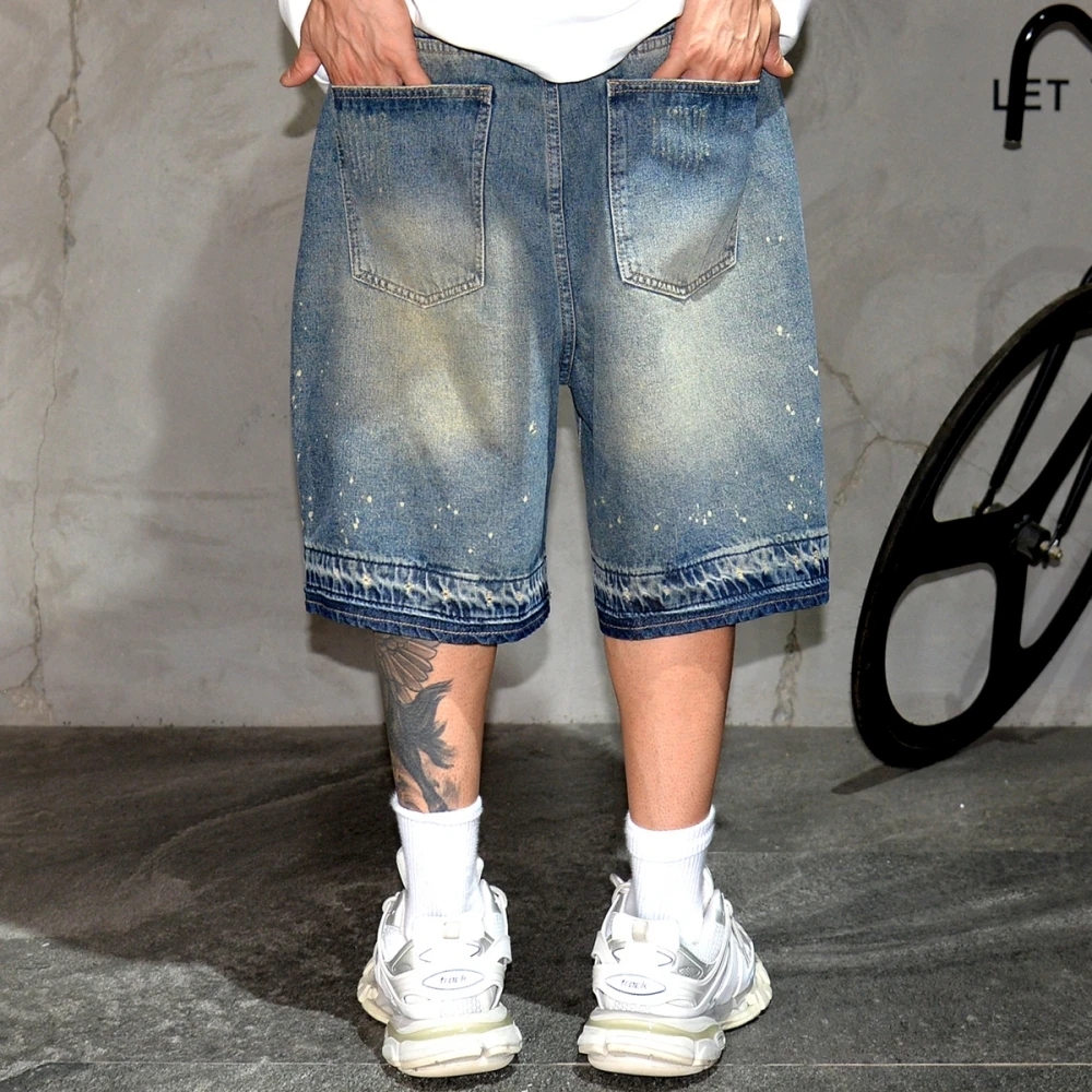 Summer Korean Fashion Denim Shorts Men Clothing Streetwear Jorts Hip Hop Baggy Jeans Japanese Harajuku Straight Casual Shorts