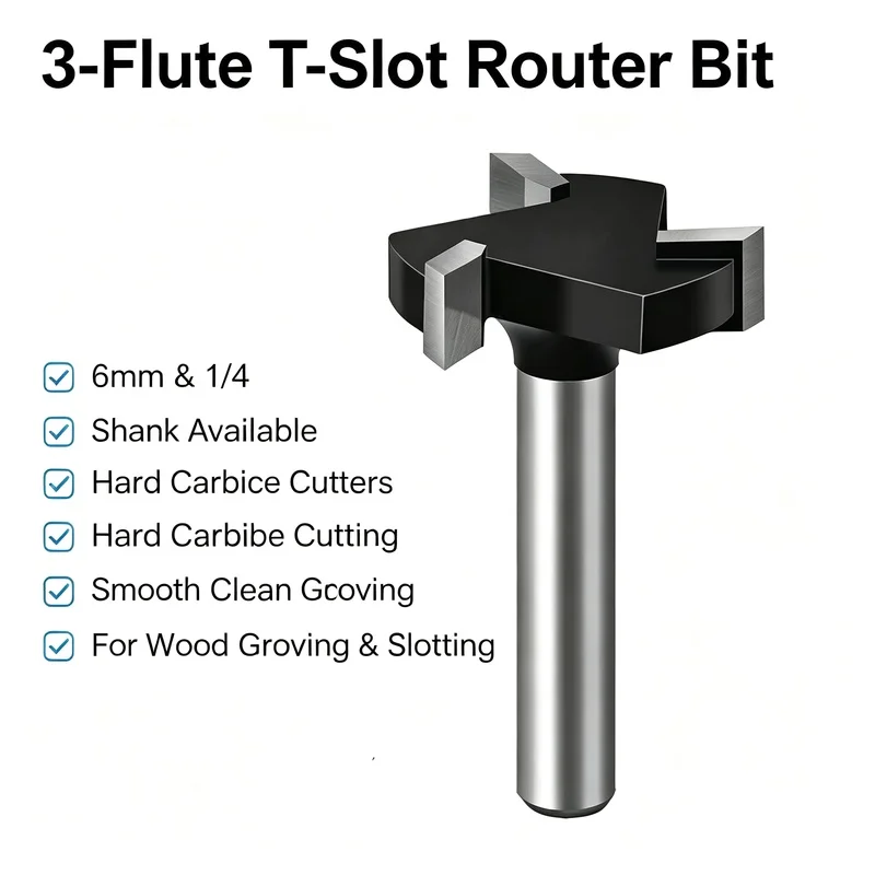 3-Flute T-Slot Router Bit 1/4