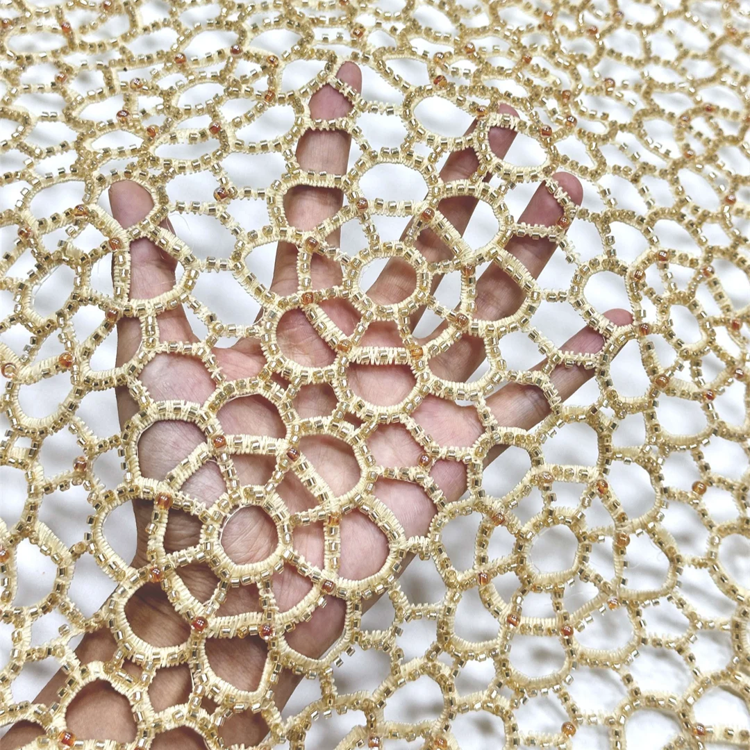 Embroidery Ai - Einfacher Spitzenstoff mit Guipure-Muster, hochwertige Stickerei,