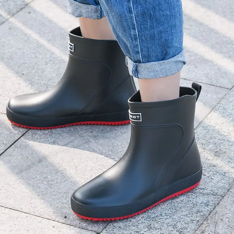 Fleece-lined Male Shoes Work Biker Autumn Winter Garden Original Comfortable Rainy Day Galoshes for City Rubber Men's Rain Boots