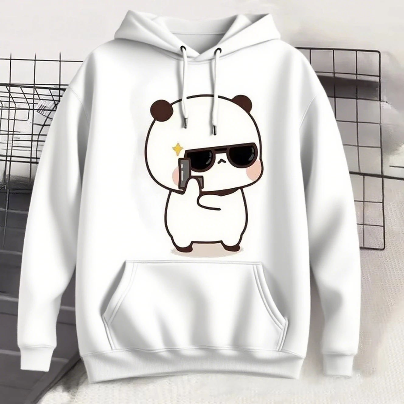 

Cartoon Bear Graphic Printing Autumn and Winter Pure Cotton Men's and Women's Hoodies Casual Outdoor Street Sports Training