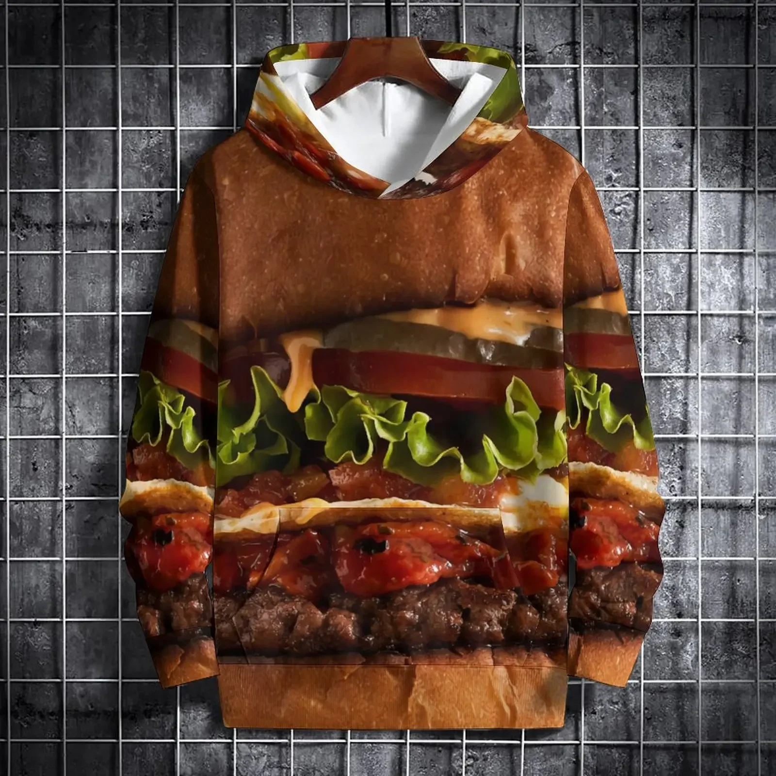 Funny Hamburger Hoodies Food 3D Print Women Men Autumn Winter Streetwear Long Sleeve Hooded Sweatshirts Pullover Female Clothing