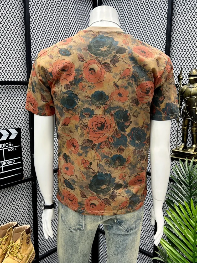 Male New Summer Loose Fit O-Neck Short Sleeved T-shirt Colors Panelled Fashion Men Casual T-shirts Daily Pullover Cool Tops Tees