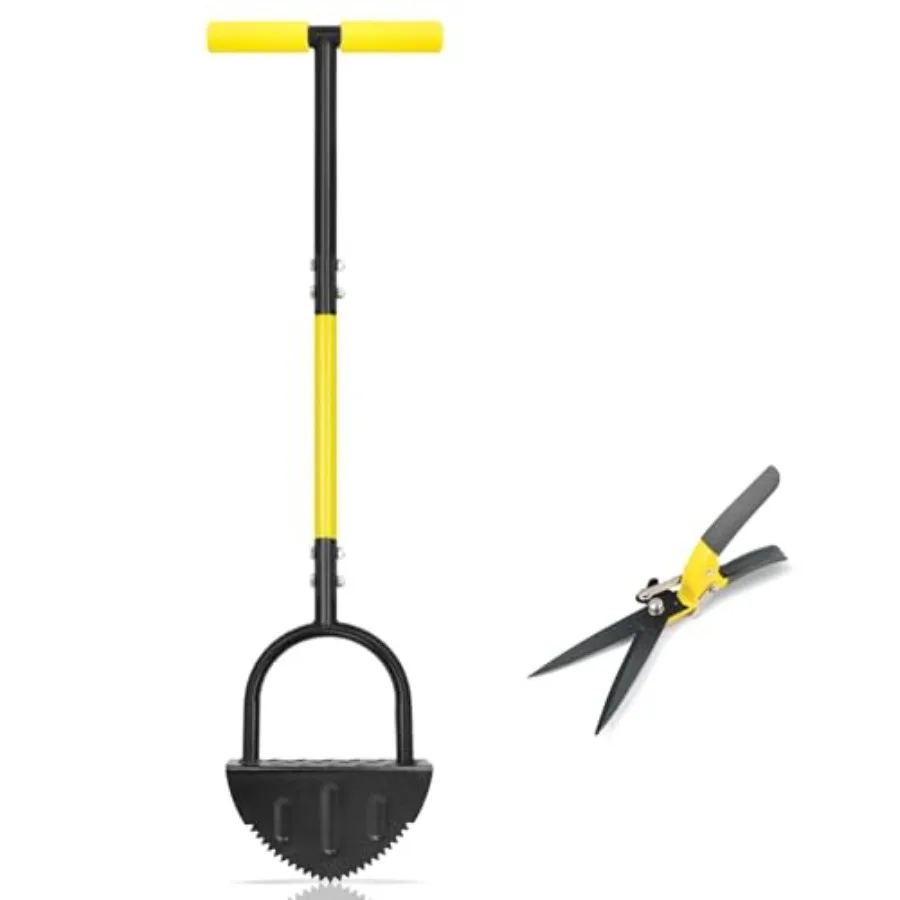 Profional Edge Lawn Tool, Heavy Duty Steel Half Moon and Saw-Tooth Blade for Clean Borders, Long Handle Reduces Back Strain, Ma