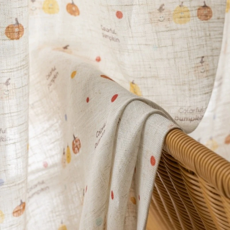 Cute Pumpkin Print Thickened Window Screen Children's Curtains for Living Dining Room Bedroom Custom Size Fashion Elegant