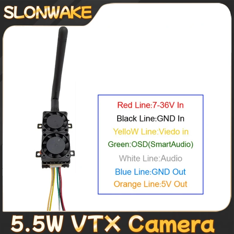 SLONWAKE 5.8G 5.5W VTX Transmitter Module Four-layer cooling 48CH With overheat protection suitable for unmanned aerial vehicle.