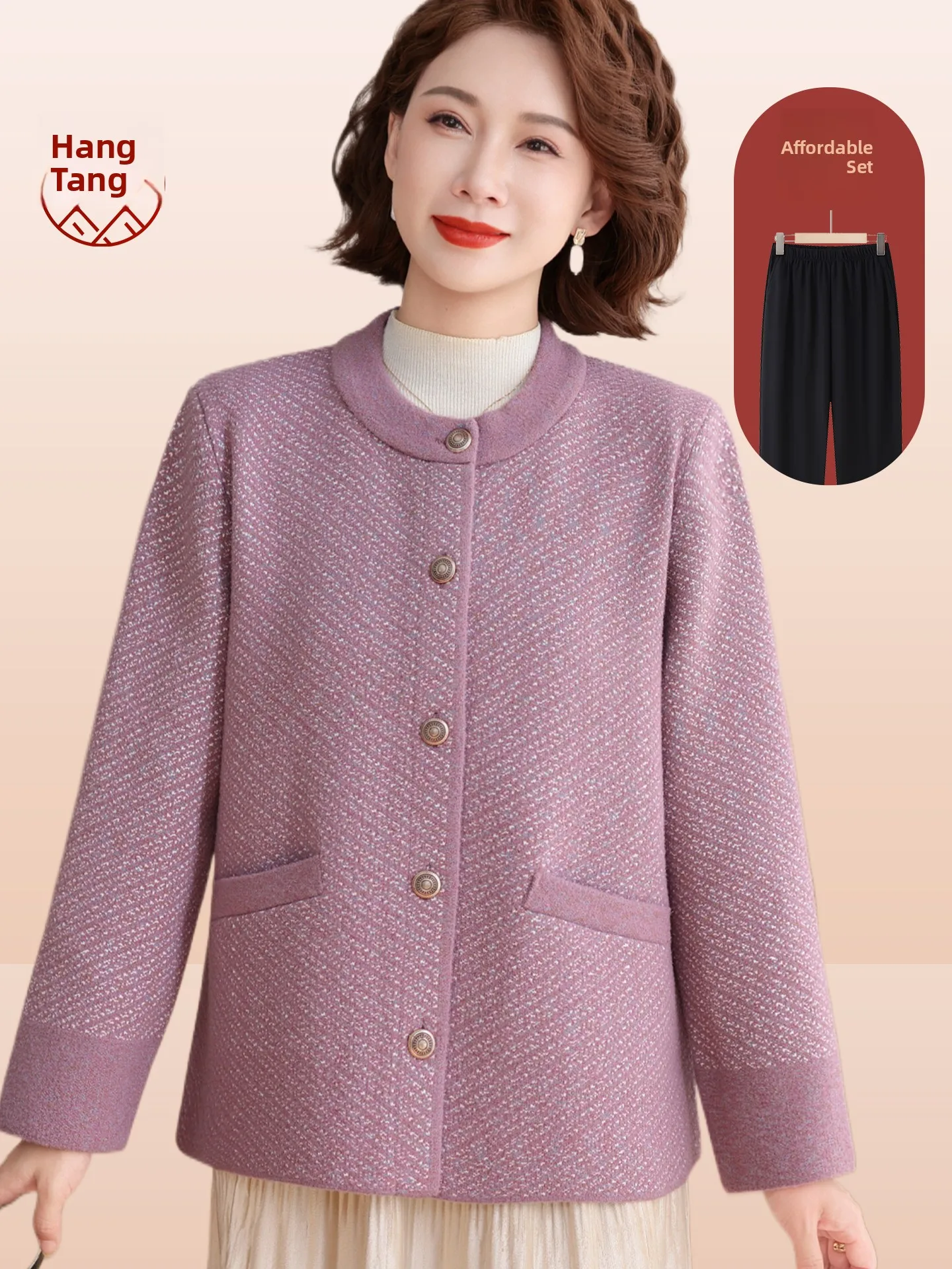 

Sli Thiened Stand Collar Open Cardigan for Middle Aged And ly Women Winter Outerwear Button up Jaet for Mommy