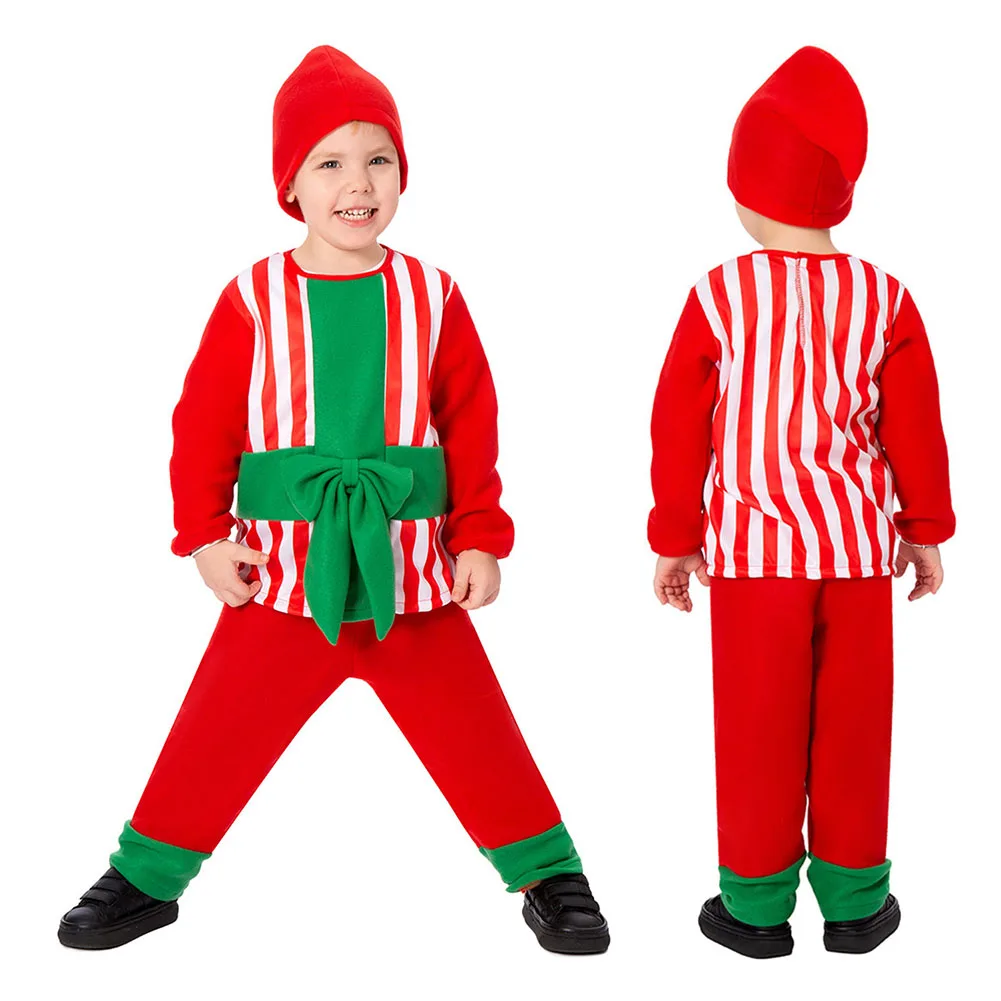 Kinder Kinder Geschenk box Cosplay Kostüm rot drucken Top Hosen Hut Fantasie Rollenspiel Jungen Mädchen Weihnachten Verkleidung Kleidung Anzug