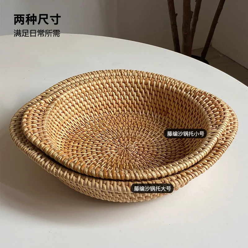 Withered Vietnam Vine Weaving Hotel Little pan rice Special Tray Stone Pot Casserole Heat Insulating Holder for Fruit Snack Mult