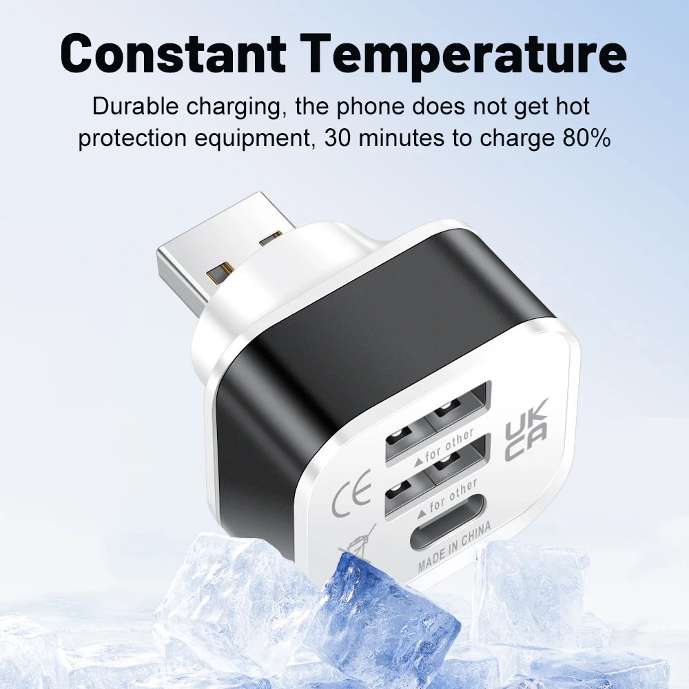 1X 3-портовый Новый 2,0 2USB + Тип c расширитель зарядного устройства USB разветвитель USB-концентратор адаптер Многоцелевой разъем для iPhone 14 Pro Samsung