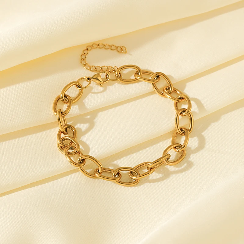 EILIECK 316L Edelstahl Metallketten-Halsketten-Armbänder-Set für Damen, trendige silberfarbene wasserdichte Schmuckstücke, Urlaubsgeschenk – Detail 13