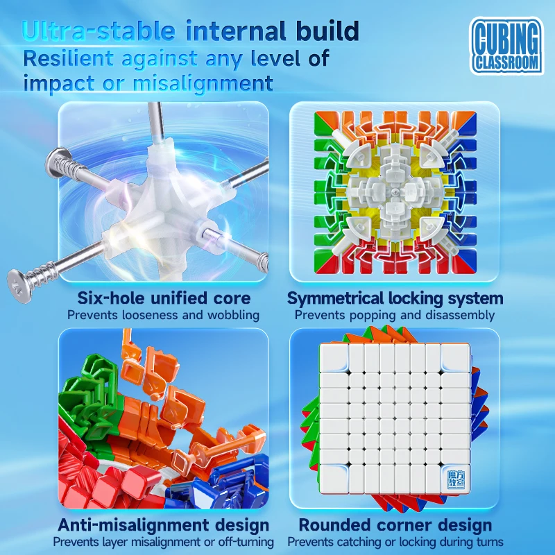 Moyu meilong 8x8 v3 cubo de velocidade mágica magnética stickerless brinquedos fidget meilong 8 v3m bola-core cubo mágico quebra-cabeça