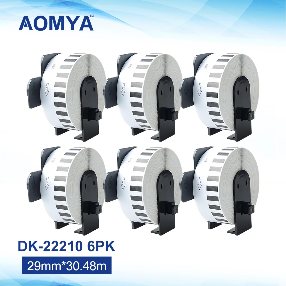 6 Rolls DK 22210 DK-2210 termal etiket ruloları 29mm * 30.48m sürekli etiket DK-22210 DK 22210 Brother QL yazıcı için uyumlu