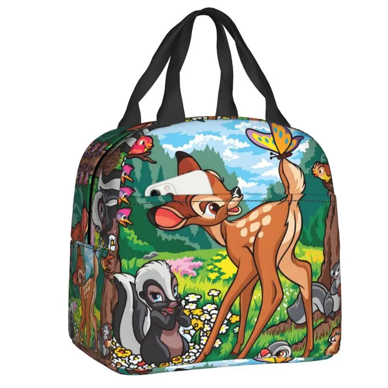 مخصص بامبي صندوق غداء قابل لإعادة الاستخدام المرأة مانعة للتسرب الطباعة الكلاسيكية الحيوان برودة الغذاء الحراري معزول حقيبة الغداء مكتب العمل #1