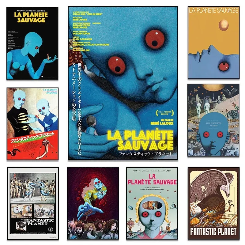 Vintage 70s fantástico planeta clásico francés película de ciencia ficción La Planete Sauvage cartel lienzo pintura pared arte imágenes decoración del hogar