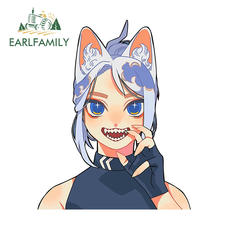 EARLFAMILY Fashion Blue Hair Neko Girl Peeker Car Stickers Eye-catching Artistic Cartoon Decals Good Car Decoration Accessories