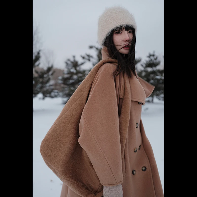 

Пальто UMILAB Nanan из тонкой австралийской мериносовой шерсти C826W, простое повседневное пальто средней длины с длинными рукавами и воротником-стойкой