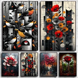 Diamond Painting Embroidery Abstract Flowers and Birds 5D DIY Animal New Arrival Rhinestones Picture Mosaic Cross Stitch Gift