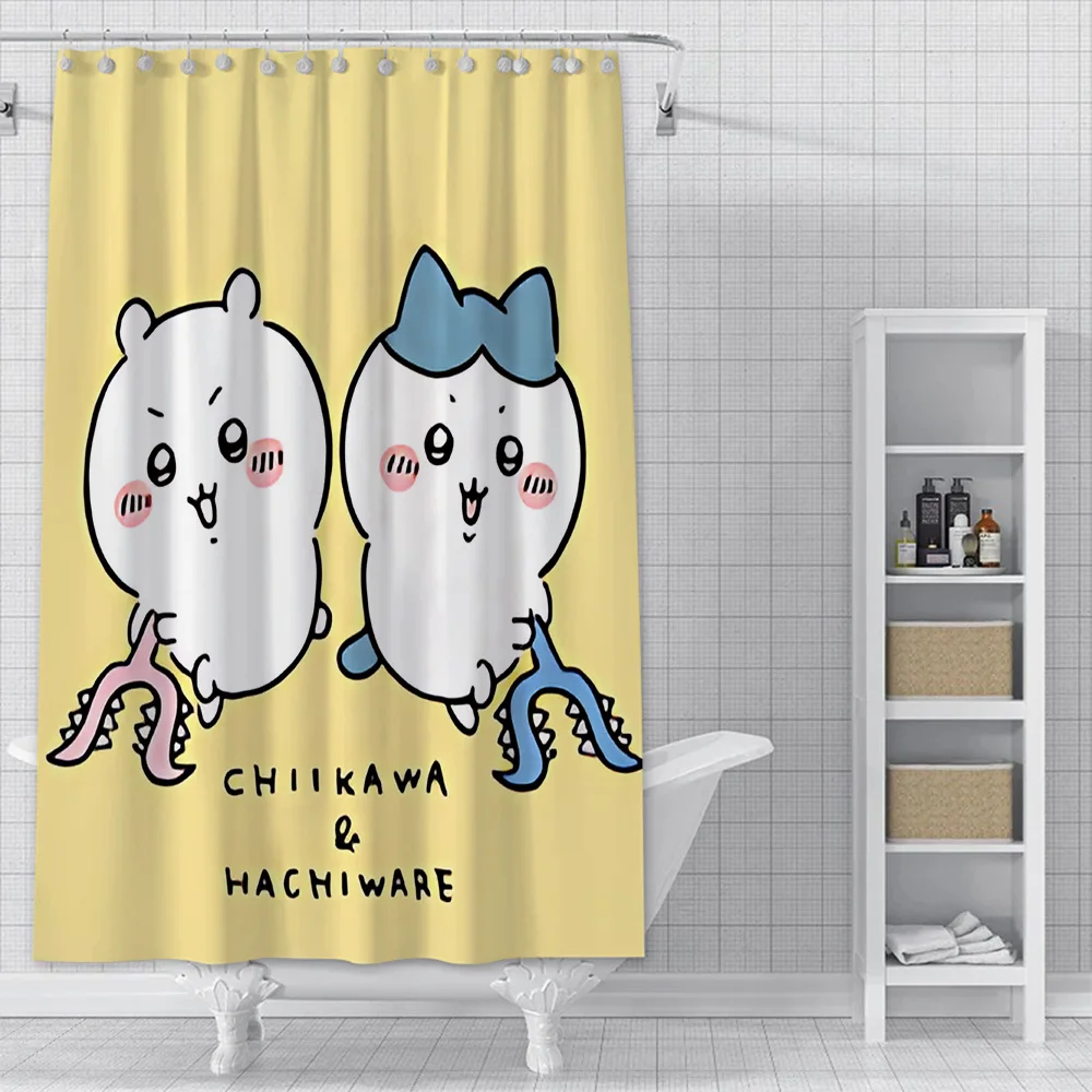 Cute C-Chiikawa Shower Curtain Waterproof Polyester Fabric Paint Colorful Bath Curtains Home Bathroom Decor Curtain With Hook