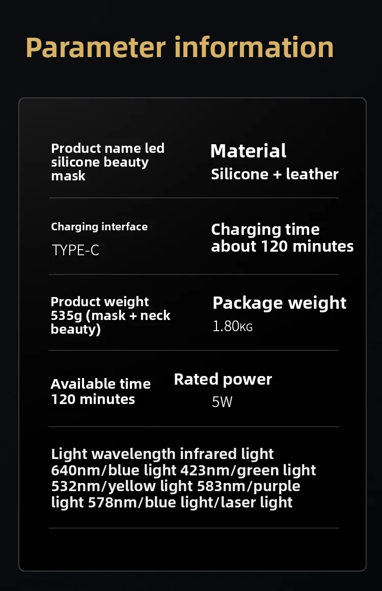 LED Beauty Mask, Face Photon Rejuvenation Mask, Whitening Acne Lightening Spectrometer, Skin Rejuvenation Instrument, Anti-aging