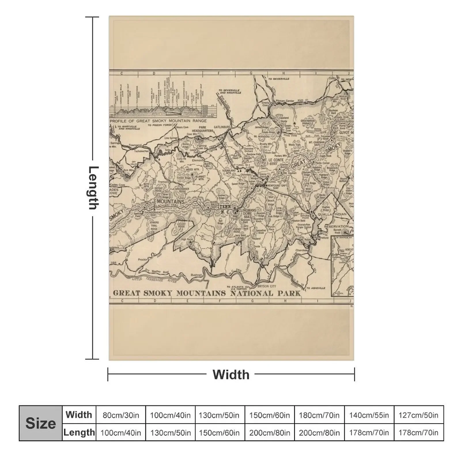 Vintage Great Smoky Mountains National Park Map (1941) Throw Blanket Stuffeds Blankets For Sofas Designers Blankets