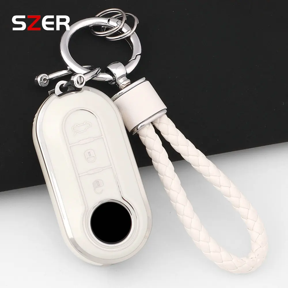 TPU Car Key Cover Case Fob For Fiat 500 Panda Punto Bravo Doblo Peugeot Boxer Citroen Relay Fiat Ducato Lancia Musa Keychain