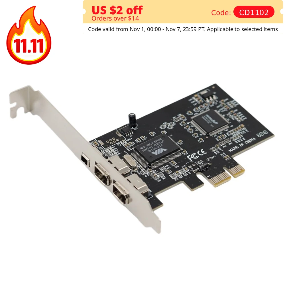 IEEE 1394 PCIE Adapter Card Video Capture Card DV HDV HD Video Camera FireWire Card Converter WIN7/8/10