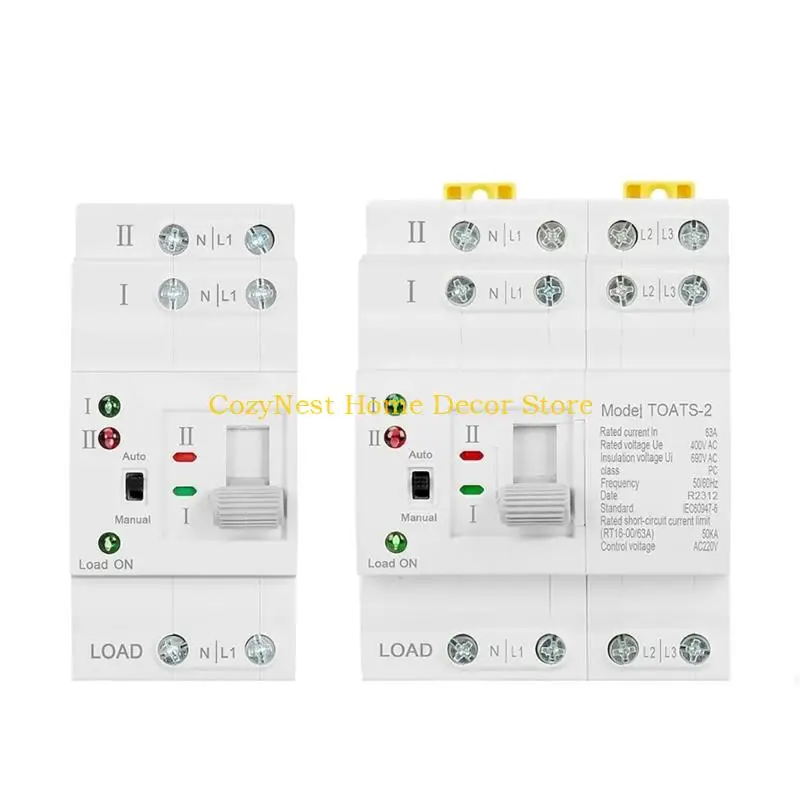 92MF Din Double Power Automatic Transfer Switches Rusts Proof Terminals Switches Electrical Selector for Household Use