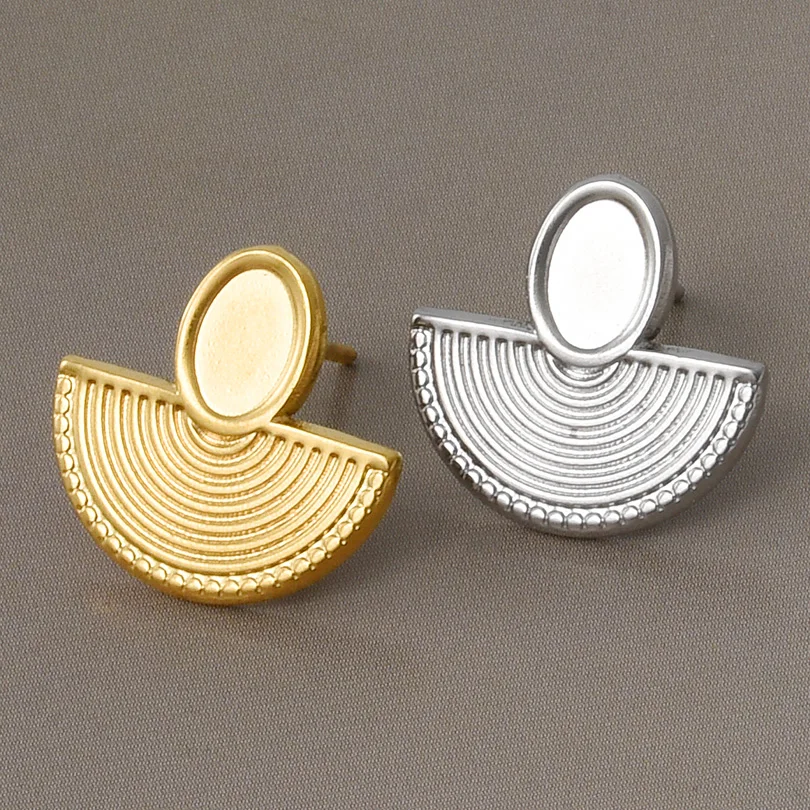 2/4Pcs Irregular Geometry Sector Earring Oval Gloss Everyday Joker Earrings Semicircular Design Sense Enamel Jewelry No Fading