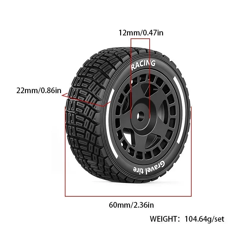 1/14 Scale Tires for MJX 14301 14302 14303 14304 On-Road & Rally Car Compatible