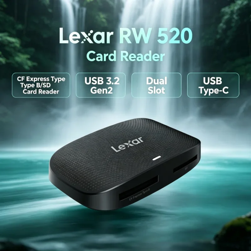 Lexar RW520 Memory Card Reader High Speed USB 3.2 Gen 2 CFexpress Type B SD Card Reader Dual Slot for Camera Data Transfer