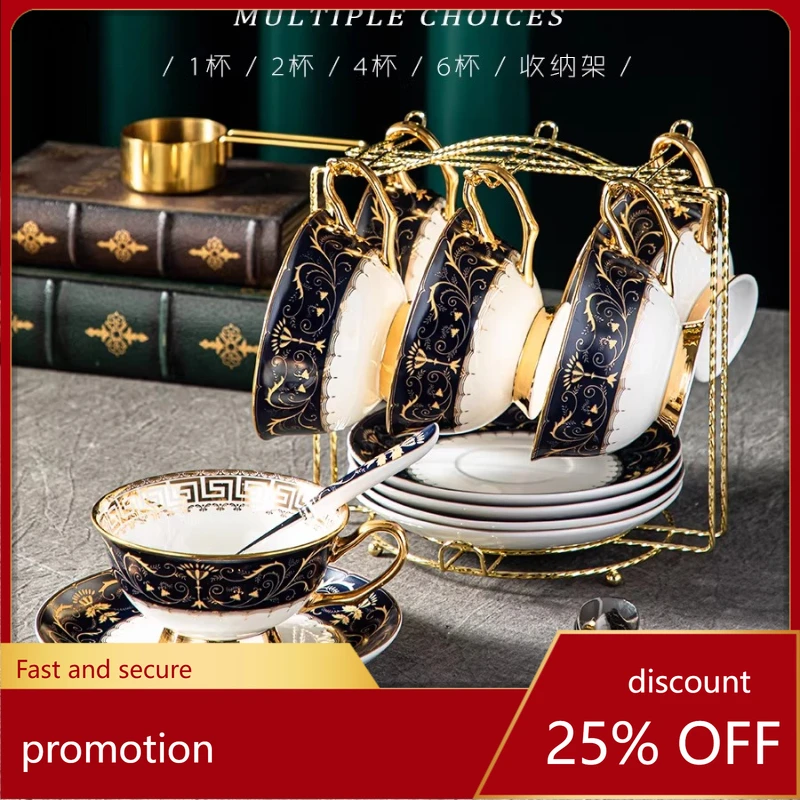 

Hxl bone china coffee cup and saucer set - ceramic teacup set for afternoon tea